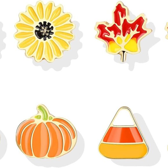 Jewelry - Fall Earrings for Women Pumpkin Sunflower Maple Leaf Candy Corn Stud Earrings Ho